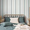 Striped Wallpaper Featuring Classic Vertical Lines in Grey and White - D785
