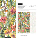 Tropical Wallpaper with a Watercolor Jungle Motif in Green, Pink, and Orange - A896