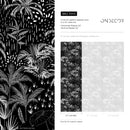 Tropical Wallpaper with a Graphic Jungle Scene in Black and White - A945