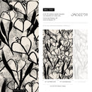 Floral Wallpaper with Abstract Heart-Shaped Blooms in Black and Beige - X192