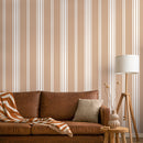Striped Wallpaper with a Diagonal Line Pattern in Brown - D783