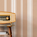 Striped Wallpaper with a Diagonal Line Pattern in Brown - D783