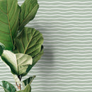 Modern Abstract Wallpaper with Minimalist Wavy Lines in Light Green and White - D747