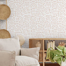 Distressed Abstract Wallpaper in Beige - D944
