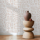 Distressed Abstract Wallpaper in Beige - D944