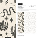 Western Wallpaper with Desert Icons in Charcoal and Beige - D826
