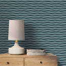 Abstract Wallpaper with Wavy Hand-Drawn Lines in Dark Blue and White - D751