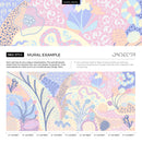 Abstract Wallpaper with Whimsical Shapes in Lavender, Pink, and Yellow - B743