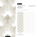 Art Deco Fan Wallpaper in Beige and White - C010