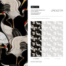 Chinoiserie Wallpaper Featuring Japanese Cranes in Black, White, and Red - C116