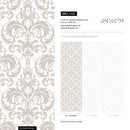 Damask Wallpaper with a Traditional Acanthus Motif in Cream and Beige - C185