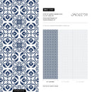 Tile Wallpaper with an Intricate Medallion Motif in Blue and White - C190