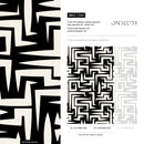 Abstract Wallpaper with a Bold Graphic Maze Motif in Black and Off-White - C388