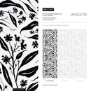 Botanical Wallpaper With Wildflower Vines in Black and Off-White - C663