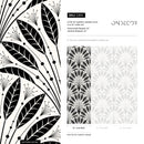 Art Deco Wallpaper with a Fanned Feather Motif in Black and Beige - C814