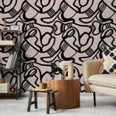 Abstract Wallpaper with Bold Brushstroke Lines in Black and Rose - X133