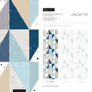 Geometric Wallpaper with Sketched Triangles in Blue, Beige, and Grey - A316