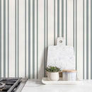 Striped Wallpaper Featuring Classic Vertical Lines in Grey and White - D785