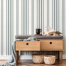 Striped Wallpaper Featuring Classic Vertical Lines in Grey and White - D785