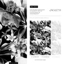 Botanical Wallpaper Featuring Flowers in Black and White - B054