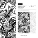 Botanical Wallpaper with a Fan Palm Motif in Black and White - B324