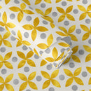 Geometric Wallpaper with a Floral Motif in Yellow and Grey - A737