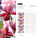 Floral Wallpaper with a Watercolor Iris Motif in Purple, Pink, and Red - B053