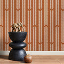 Herringbone Wallpaper with a Hand-Drawn Motif in Terracotta and Off-White - D802
