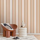 Striped Wallpaper with a Diagonal Line Pattern in Brown - D783