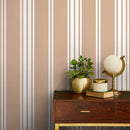 Striped Wallpaper with a Diagonal Line Pattern in Brown - D783