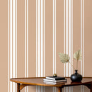 Striped Wallpaper with a Diagonal Line Pattern in Brown - D783