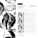 Botanical Wallpaper Featuring Painted Leaves in Black and White - D958
