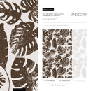 Botanical Wallpaper with Distressed Monstera Leaves in Brown - C462