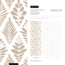 Botanical Wallpaper Featuring Stylized Folk Art Leaves in Beige - D182