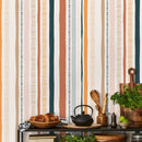 Abstract Wallpaper with Hand-Drawn Vertical Stripes in Rust, Navy, and Orange - D809