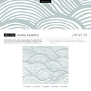 Coastal Wallpaper Featuring Abstract Rolling Waves in Soft Sage and White - C599
