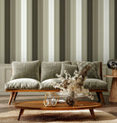 Striped Wallpaper with a Beadboard Panel Effect in Green and Charcoal - D842