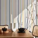 Striped Wallpaper Featuring Textured Stripes in Yellow and Grey - D843