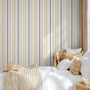 Striped Wallpaper Featuring Textured Stripes in Yellow and Grey - D843