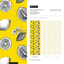 Botanical Wallpaper with Lemon Sketches in Yellow, Black, and White - A017