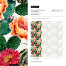 Botanical Wallpaper Featuring Flowering Cacti in Green, Pink, and Orange - A911