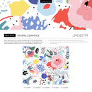 Abstract Wallpaper with Painterly Florals in Pink, Blue, and Red - B172