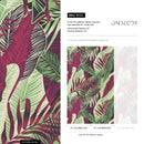 Tropical Wallpaper with Bold Jungle Leaves in Red, Green, and Purple - B132