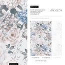 Vintage Floral Wallpaper with Peonies in Blue and Pink - B232