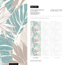 Tropical Wallpaper with Birds of Paradise in Teal and Beige - B314