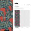 Animal Wallpaper Featuring Ornate Elephants in Red, Blue, and Gold - B347