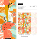Abstract Wallpaper Featuring a Collage of Tropical Fruits in Coral, Green, and Yellow - C456
