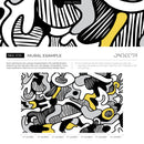 Abstract Wallpaper with Bold Flowing Forms in Black, Yellow, and Grey - X135