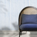 Striped Wallpaper with a Watercolor Motif in Baby Blue - D858