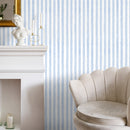 Striped Wallpaper with a Watercolor Motif in Baby Blue - D858